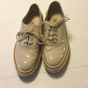 Beige Patent Leather Women's Oxfords